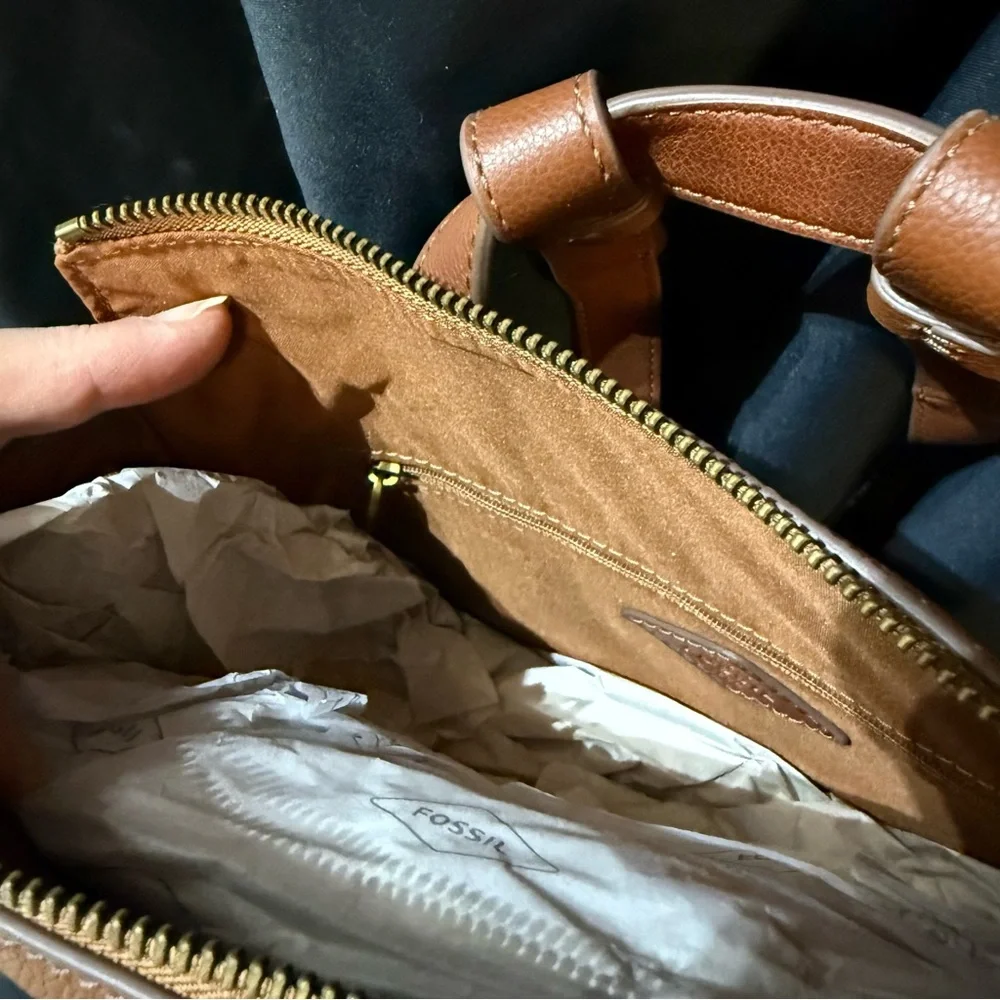 Fossil Leather Convertible Backpack Crossbody - Cognac Brown